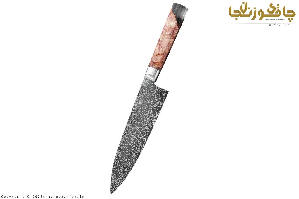 چاقوی سرآشپز حرفه ای مدل ژاپنی کد10 فولاد دمشقی