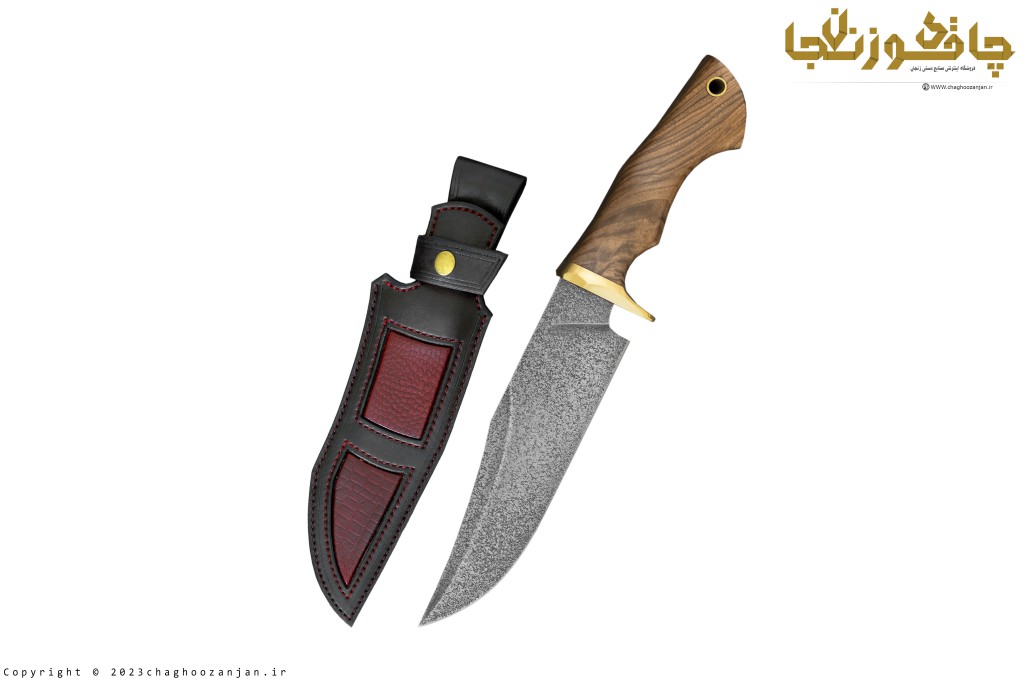 چاقوی طبیعتگردی و کمپ مدل کلکسیونی تیغه میکروبی با جلد چرم طبیعی