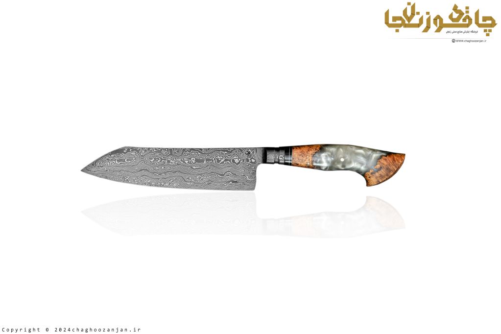 چاقوی فاخر و کمیاب مخصوص آشپزخانه با بولستر یک تکه و تیغه دمشقی M7