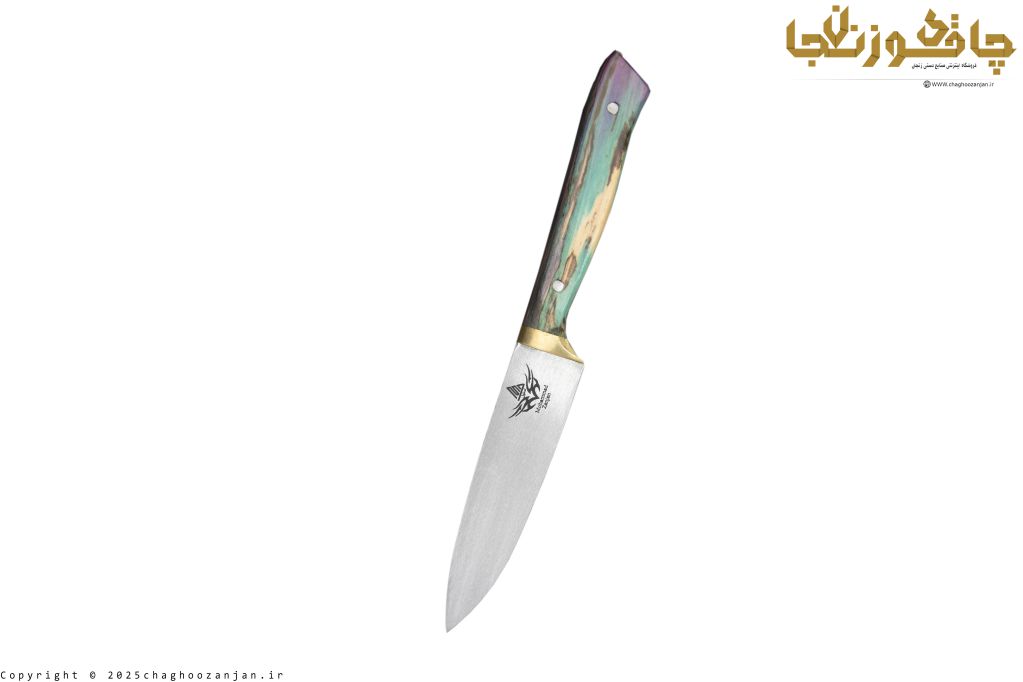 چاقوی دم دستی ضدزنگ استاد محمدی با دسته چوب طبیعی