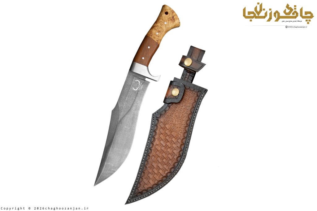 چاقوی سفارشی طبیعتگردی مدل کوکری  E59همراه با غلاف چرم طبیعی