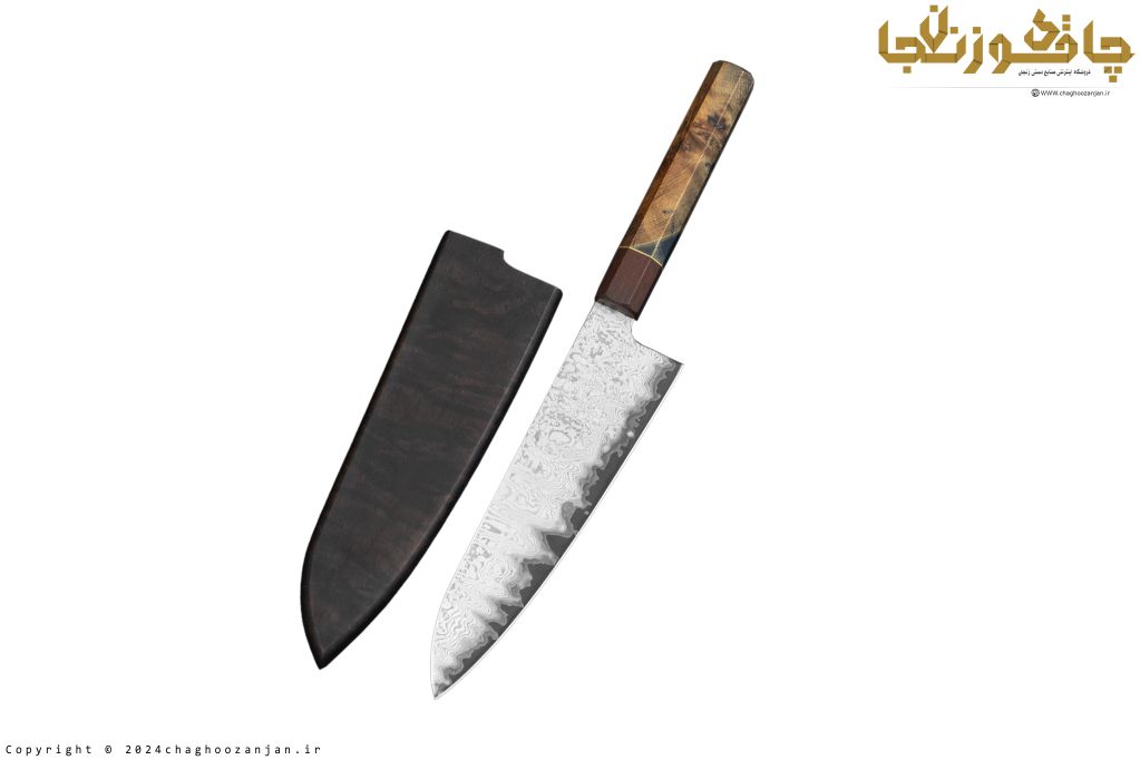 چاقوی آشپزخانه و آشپزی نسخه خاص مدل سایریو با تیغه فولاد دمشقی ضدزنگ + غلاف چوبی